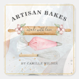 Pegatina Cuadrada Panadería Pastelería Chef Bakers Business Square S