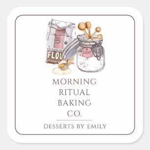 Pegatina Cuadrada Panadero de panadería artesanal