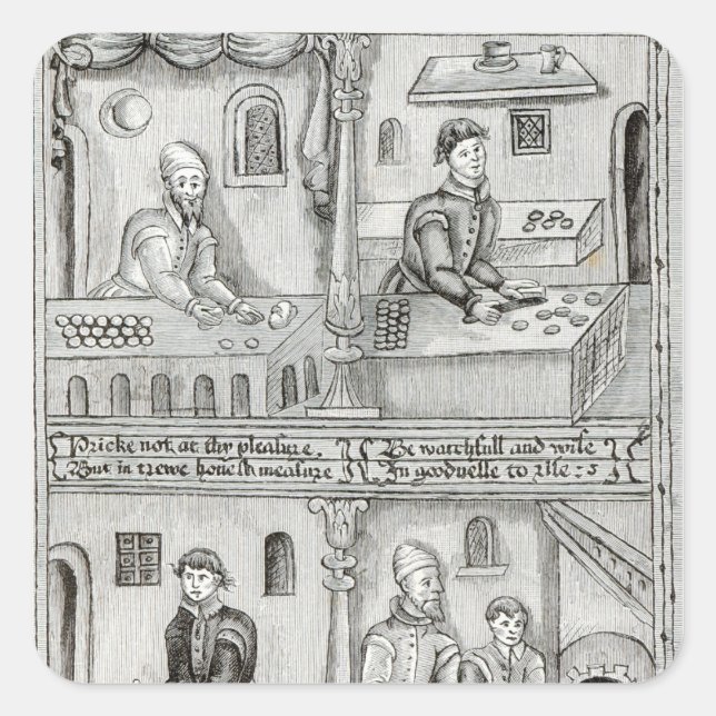 Pegatina Cuadrada Panaderos de York A.D., 1595-96 (Anverso)