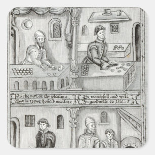 Pegatina Cuadrada Panaderos de York A.D., 1595-96