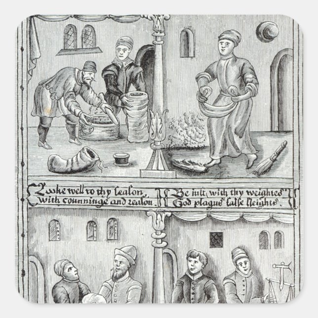 Pegatina Cuadrada Panaderos de York, D.A., 1595-96 (Anverso)