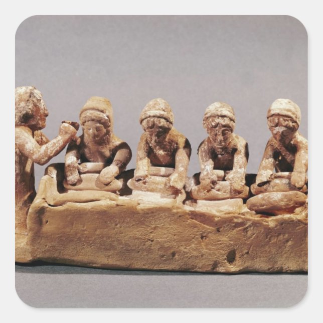 Pegatina Cuadrada Panaderos que amasan la pasta en Thebes (Anverso)