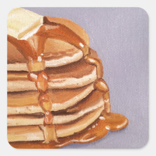 Pegatina Cuadrada Pancakes Shortstack Desayuno Pintado
