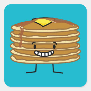 Pegatina Cuadrada Pancakes stack mantequilla jarabe fluffy desayuno