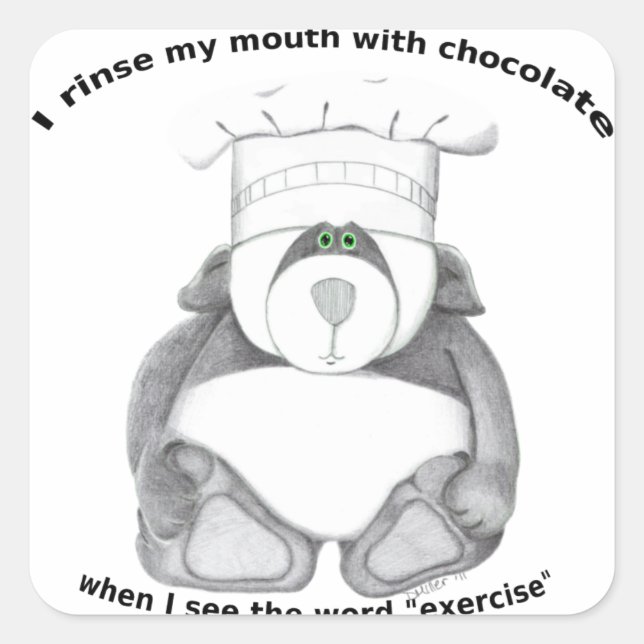 Pegatina Cuadrada Panda Bear Chef Chocolate (Anverso)