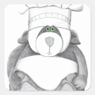 Pegatina Cuadrada Panda Bear Chef Picture