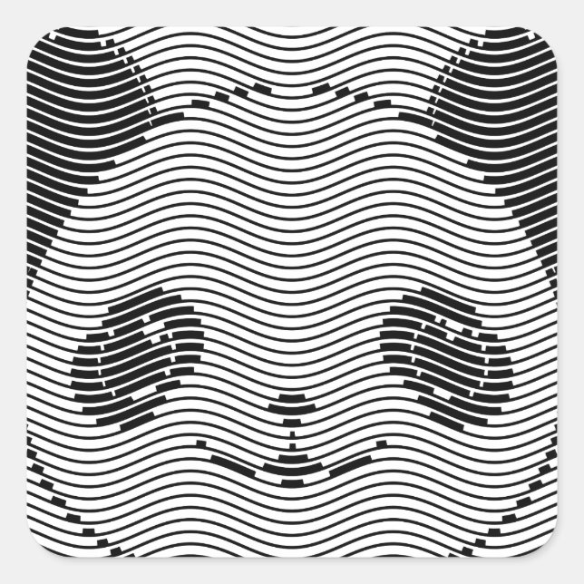 Pegatina Cuadrada Panda Bear Face On Wave Pattern (Anverso)