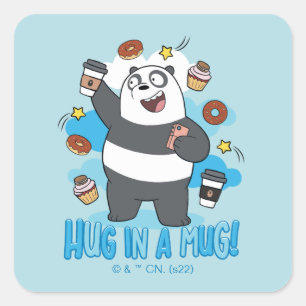 Pegatina Cuadrada Panda Bear - Hug in a Mug!
