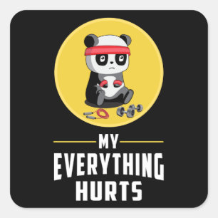 Pegatina Cuadrada Panda Bear Pandas Cute Animal Paw Deportes Idea