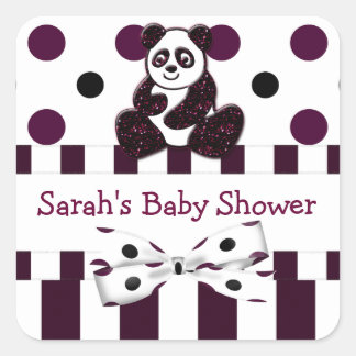 Pegatina Cuadrada Panda Burgundy Purpurinas Dots & Stripes Baby Show