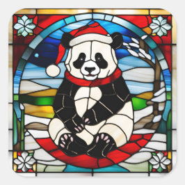 Pegatina Cuadrada Panda Christmas Sticker