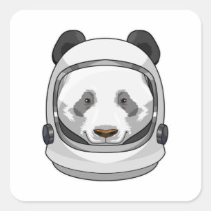 Pegatina Cuadrada Panda como astronauta con casco