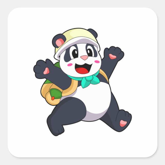 Pegatina Cuadrada Panda como estudiante (Anverso)