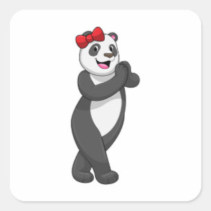 Pegatina Cuadrada Panda con cinta