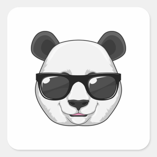 Pegatina Cuadrada Panda con gafas de sol (Anverso)