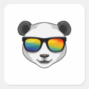 Pegatina Cuadrada Panda con gafas de sol