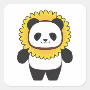 Pegatina Cuadrada Panda con girasol