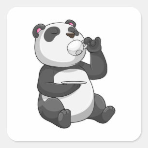 Pegatina Cuadrada Panda con Tea Cup