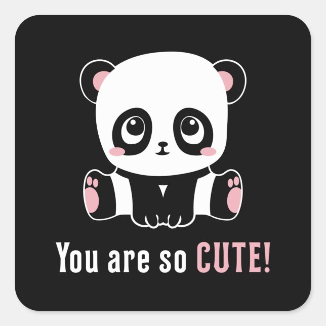 Pegatina Cuadrada Panda Cute Bear Animal Pandas Paw Funny Gift Idea (Anverso)