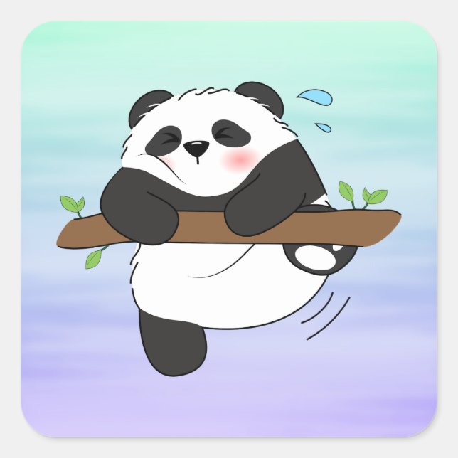 Pegatina Cuadrada Panda de escalada cúpula Doble cara Delantera (Anverso)