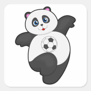 Pegatina Cuadrada Panda en los deportes de fútbol