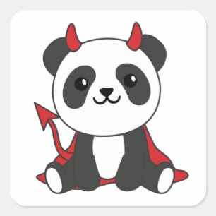 Pegatina Cuadrada Panda Halloween Cute Devil Kids Witts Costume Sq