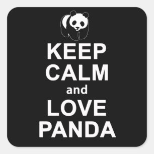 Pegatina Cuadrada Panda Lover   Kepp Calm Y Love Panda