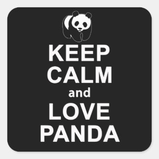 Pegatina Cuadrada Panda Lover | Kepp Calm Y Love Panda