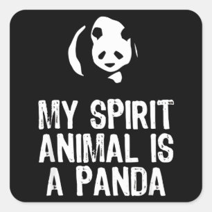 Pegatina Cuadrada Panda Lover   Mi Animal Espiritual Es Un Panda