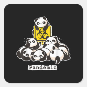 Pegatina Cuadrada Panda Lovers   Pandémica divertida de Cute Panda