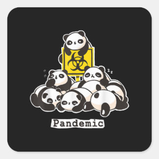 Pegatina Cuadrada Panda Lovers | Pandémica divertida de Cute Panda