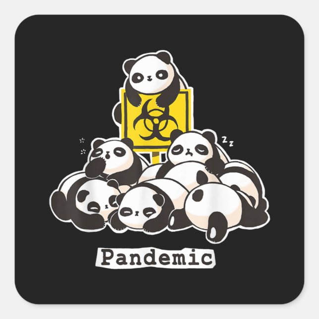 Pegatina Cuadrada Panda Lovers | Pandémica divertida de Cute Panda (Anverso)