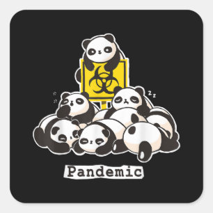 Pegatina Cuadrada Panda Lovers Pandémica divertida de Cute Panda