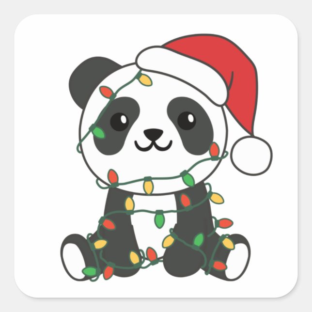 Pegatina Cuadrada Panda Navidades Animales de invierno Pandas Square (Anverso)