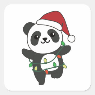 Pegatina Cuadrada Panda Navidades Animales de invierno Pandas Square