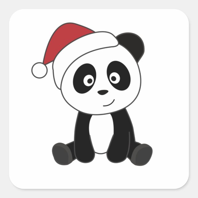 Pegatina Cuadrada Panda Navidades Nieve Animales De Invierno Pandas (Anverso)