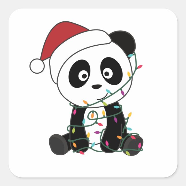 Pegatina Cuadrada Panda Navidades Nieve Animales De Invierno Pandas (Anverso)