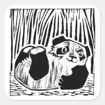 Panda Play Square Pegatinas, brillante