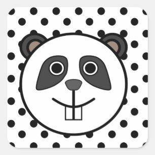 Pegatina Cuadrada Panda Polka puntos blanco negro