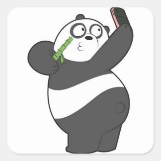 Pegatina Cuadrada Panda Selfie