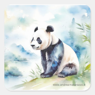 Pegatina Cuadrada Panda trae buena suerte