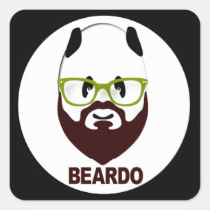 Pegatina Cuadrada Panda usando gafas verdes BEARDO