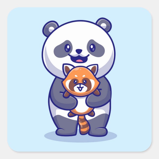 Pegatina Cuadrada Panda y Fox (Anverso)