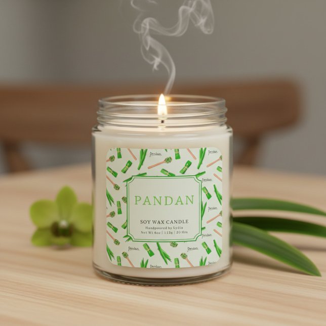 Pegatina Cuadrada Pandan Soy Wax Candle Custom Sticker (Subido por el creador)