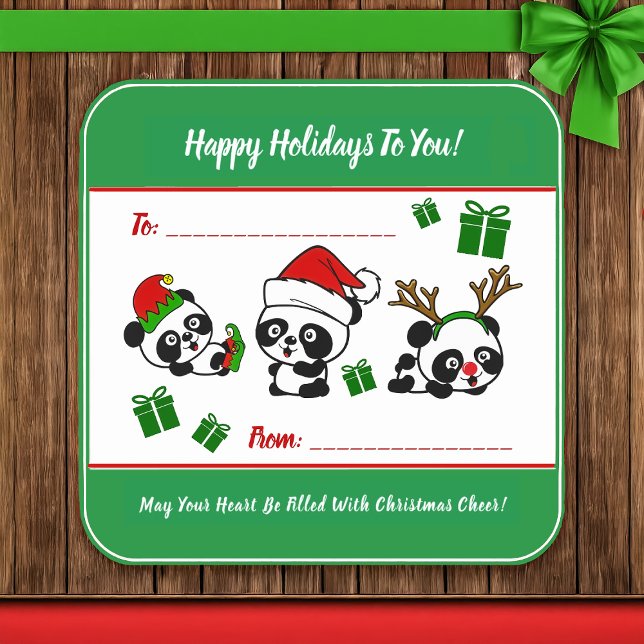 Pegatina Cuadrada Pandas Navidades personalizados (Subido por el creador)