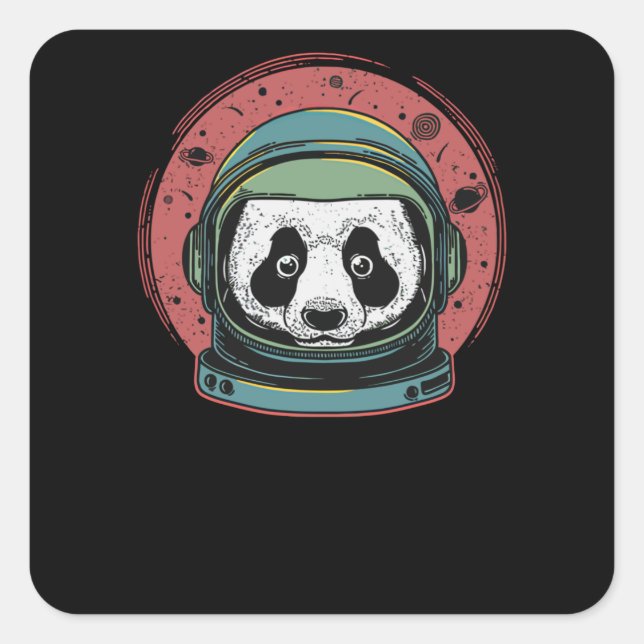 Pegatina Cuadrada Pandastronauta (Anverso)