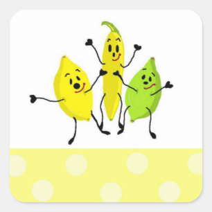 Pegatina Cuadrada Pandilla de Frutas Divertidas