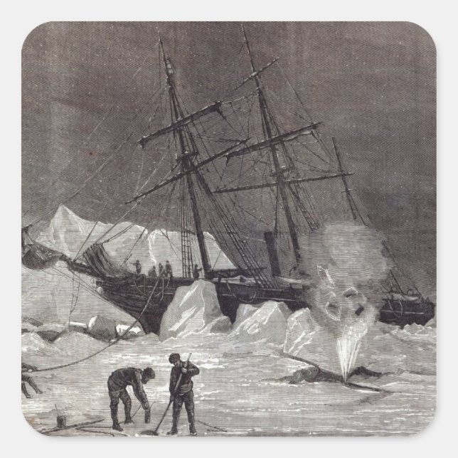 Pegatina Cuadrada Pandora' cortada en el hielo (Anverso)