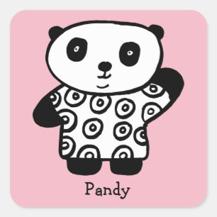 Pegatina Cuadrada Pandy el Panda personalizado