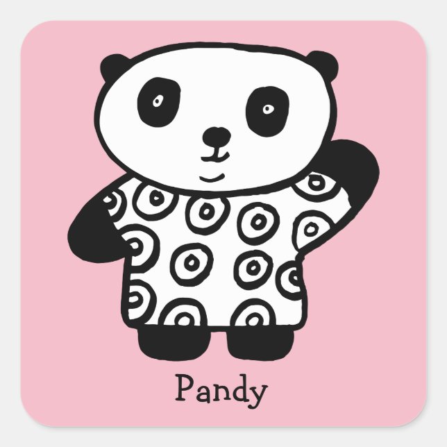 Pegatina Cuadrada Pandy el Panda personalizado (Anverso)